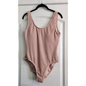 Rylee & Cru Moxie Womens LG One Piece Swim Suit Blush Textured UPF 50 Sunblock